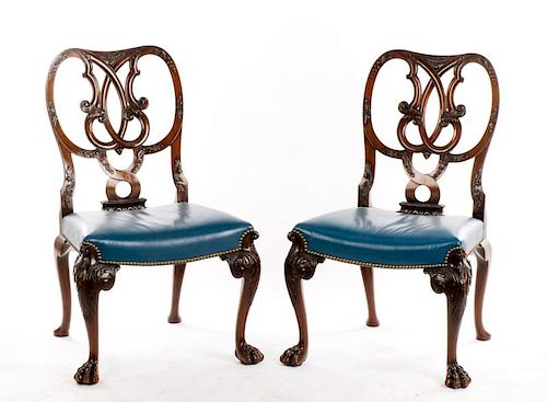 Pair of George II Style Mahogany Occasional Chairs
