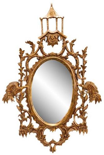 Chinese Chippendale Style Carved Giltwood Mirror