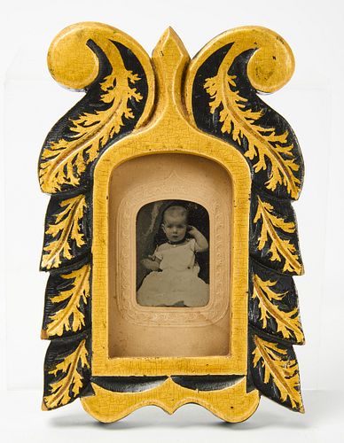 Fine Miniature Carved and Paint Decorated Frame