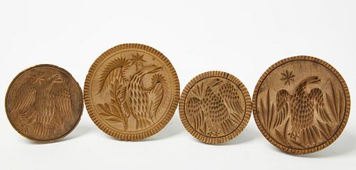 Four Butter Mold Stamps with Eagles