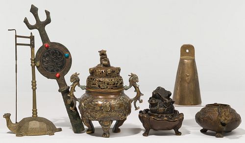 Asian Bronze Decorative Object Assortment