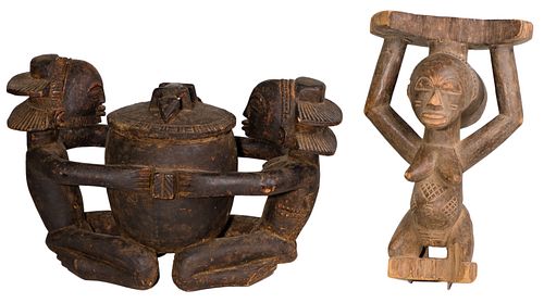 African Luba Carved Wood Sculptures