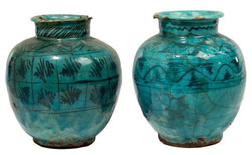Islamic Kashan Ware Pottery Vases