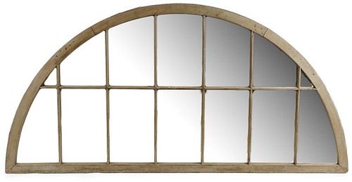 Large French Blue Distressed Arched Mirror