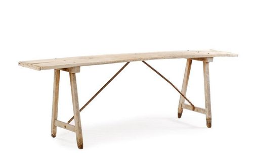 Rustic Distressed Elongated Work Table
