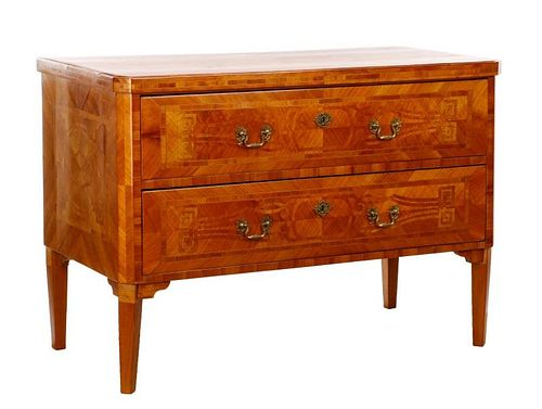 Italian Neoclassical Two Drawer Marquetry Commode