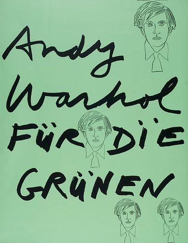 Warhol, nach Andy Für die Grünen. 1980. 2 Plakate. Je Serigraphie in Schwarz und Grün bzw. in Grün auf Papier. Je 101 x 77 cm. - Vereinzelt mit leicht