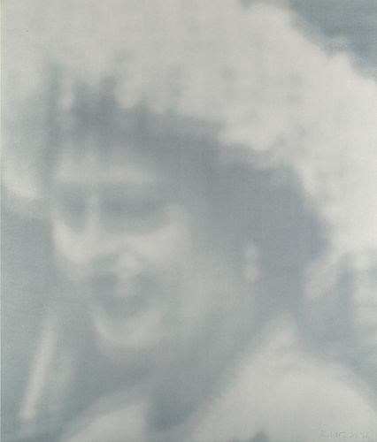 Richter, Gerhard Elisabeth I. 1966. Offset in Blaugrau (versetzt gedruckt) auf weißem Halbkarton. 70 x 59,5 cm (70 x 59,5 cm). Signiert und datiert. V