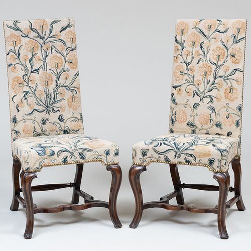 Pair of George I Walnut and Needlework Upholstered Side Chairs