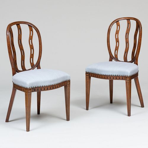 Pair of Dutch Neoclassical Inlaid Mahogany Side Chairs