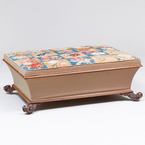 Victorian Mahogany and Needlework Upholstered Ottoman