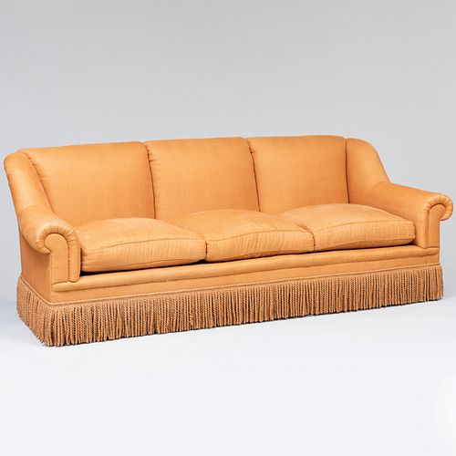 Colefax and Fowler Linen Three Seat "DeBarrows" Sofa, A. Schneller Sons