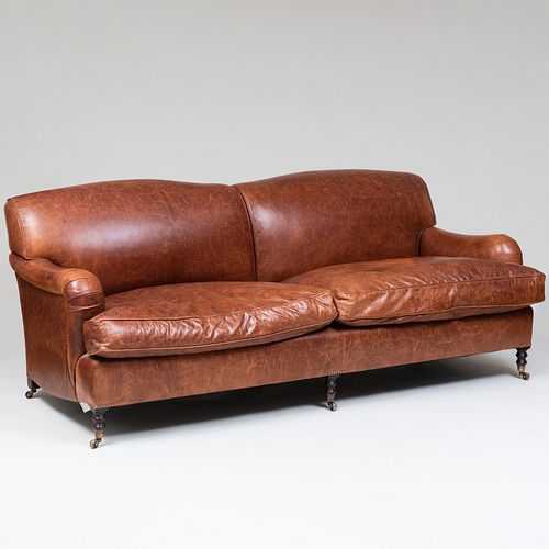 English Leather Upholstered Two-Seat Sofa, George Smith