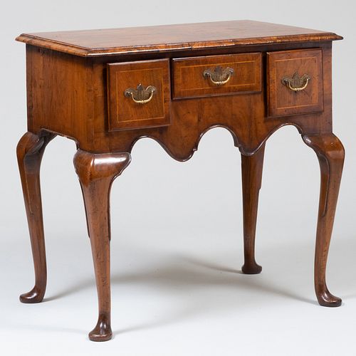 Queen Anne Style Inlaid Walnut Dressing Table