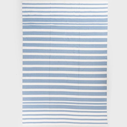 Large Blue and White Striped Kilim