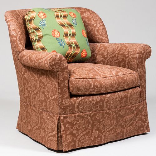 Contemporary Upholstered Swivel Club Chair