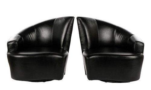 Pair of Vladimir Kagan Style Black Armchairs