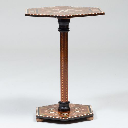 Middle Eastern Inlaid Hardwood Hexagonal Side Table