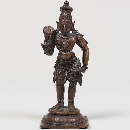 Indian Patinated Bronze Figure of a Diety