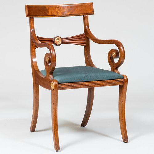 Baltic Neoclassical Style Mahogany and Parcel-Gilt Armchair