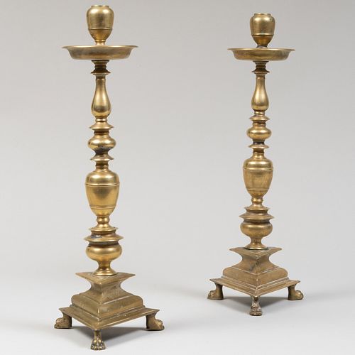 Pair of Italian Baroque Style Bronze Candlesticks