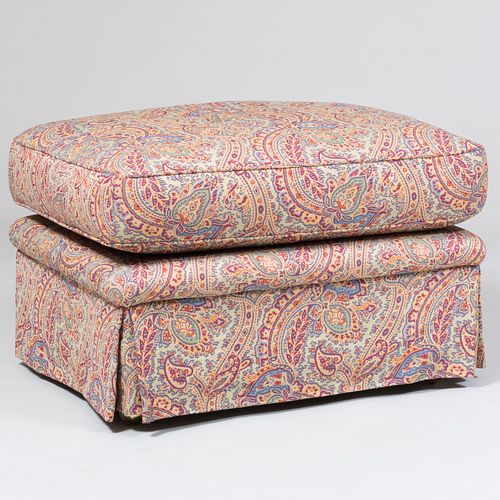 Contemporary Paisley Upholstered Ottoman