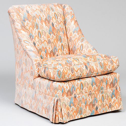 Modern Printed Linen Upholstered Club Chair