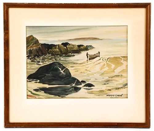 Maurice Logan Signed California Coastal Watercolor