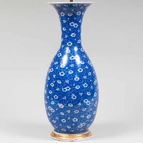 Chinese Blue and White Porcelain Vase Mounted as a Lamp