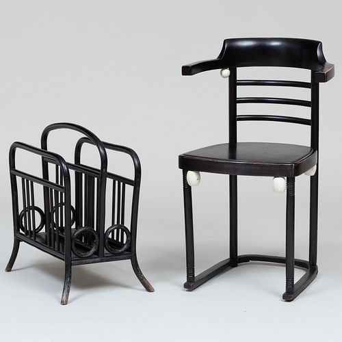 Josef Hoffman Style Ebonized Armchair