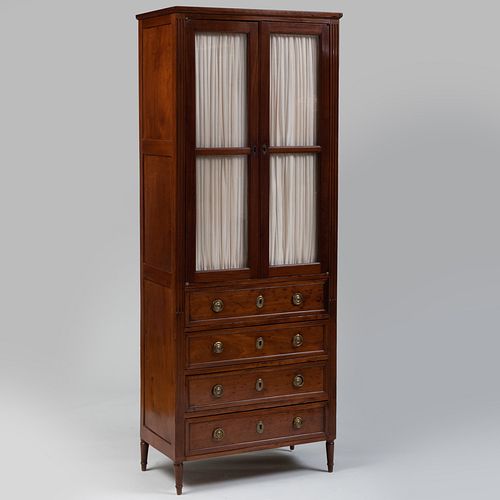 Louis XVI Mahogany Glazed Bookcase Cabinet