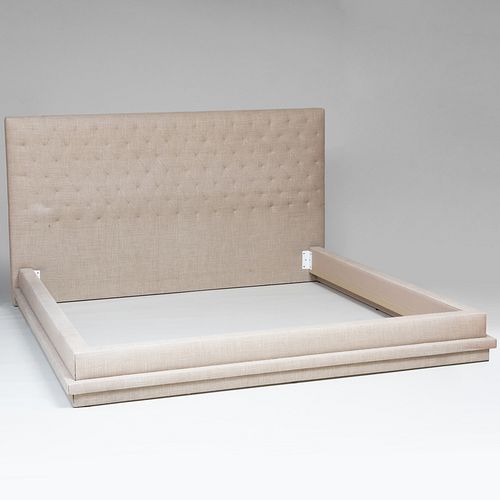 Linen Upholstered King Size Bed Frame