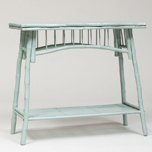  Rustic Pale Blue Painted Wood Table 