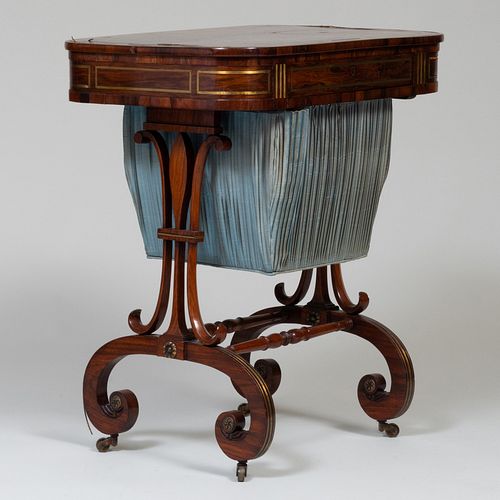 Regency Brass-Inlaid Rosewood Lady's Work Table