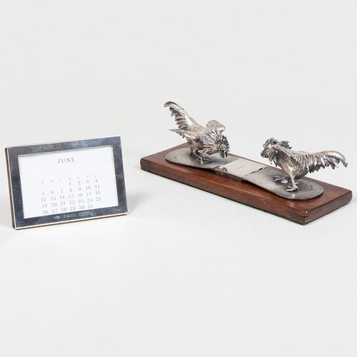 Victorian Silver Letter Holder and a Tiffany & Co. Silver Desk Calendar