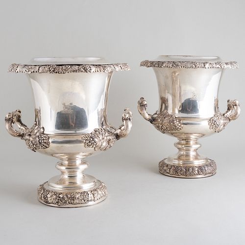 Pair of Silver Plate Wine Coolers and Liners