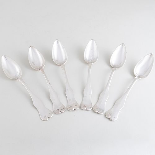 Set of Six Large Dutch Silver Tablespoons
