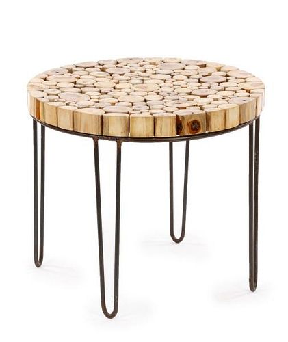 Modern Eucalyptus Branch Round Accent Table