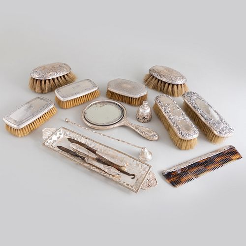 Group of Silver Brushes and Toilette Articles