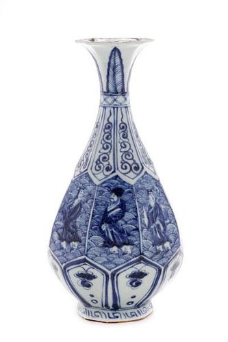 19th C. Chinese Underglaze Blue 8 Immortals Vase