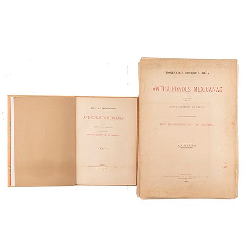 Antigüedades Mexicanas. México: Oficina de la Secretaría de Fomento, 1892. 150 cromolitografías. Piezas: 2