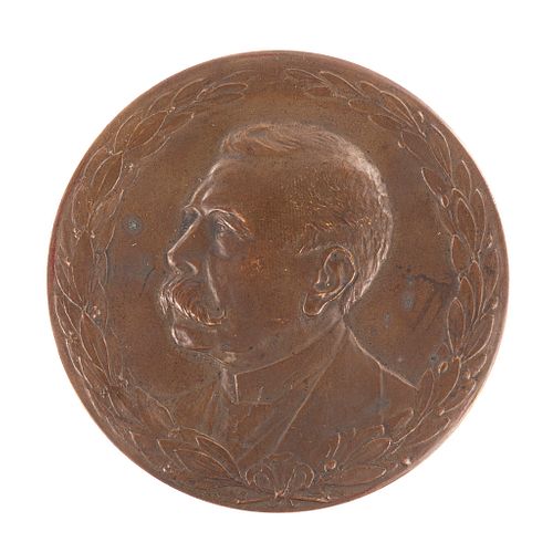 Tiffany & Co. Al Héroe de la Paz - El estado de Chihuahua 1909.  Medalla, en bronce 70 mm.