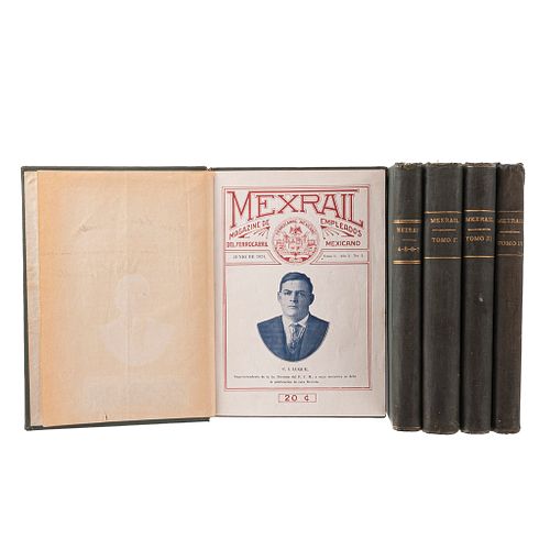 Castillo, Edmundo (Editor). Mexrail. Magazine de Empleados del Ferrocarril Mexicano. México, 1924 - 1926. Números 1 - 24 en 5 vols.