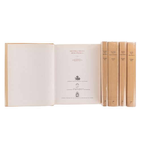 Varios Autores. Historia Urbana de Iberoamerica. Madrid, 1987 - 1992. Tomos I - III en 5 vols. Edición de 2,000 ejemplares. Piezas: 5.