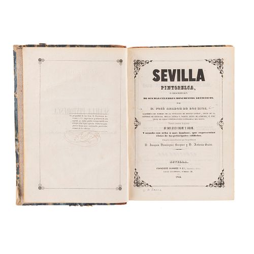 Ríos, José Amador de los. Sevilla Pintoresca o Descripción de sus Más Célebres Monumentos Artísticos. Sevilla: 1844. 9 láminas.