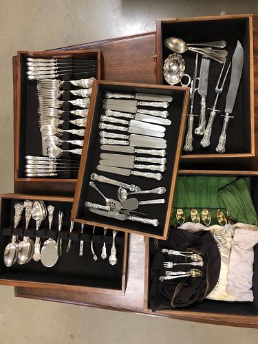 Sterling Silver Flatware Set in Standing Chest