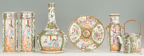 Six (6) Chinese Export Rose Medallion Porcelain Items