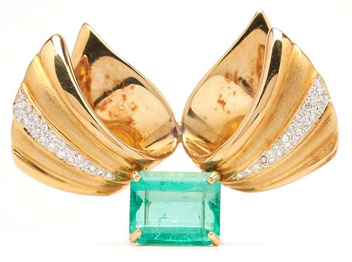 Emerald & Diamond 18K Gold Pendant