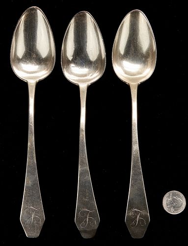 Three (3) Asa Blanchard Coffin End Spoons