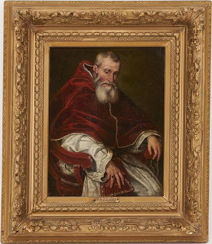 Italian School Oil on Canvas Portrait of Pope Paul III, after Paris Bordone